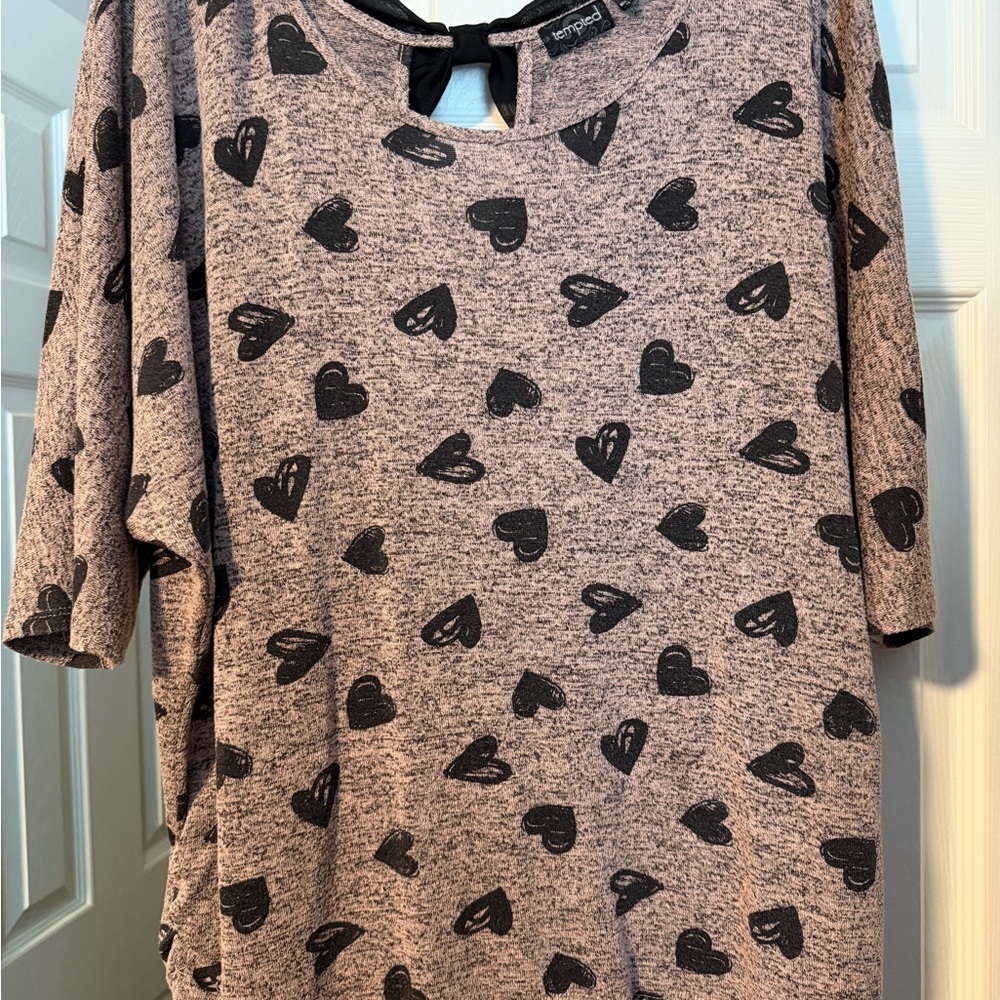 Tempted Heart Print Tunic in Pink and Black